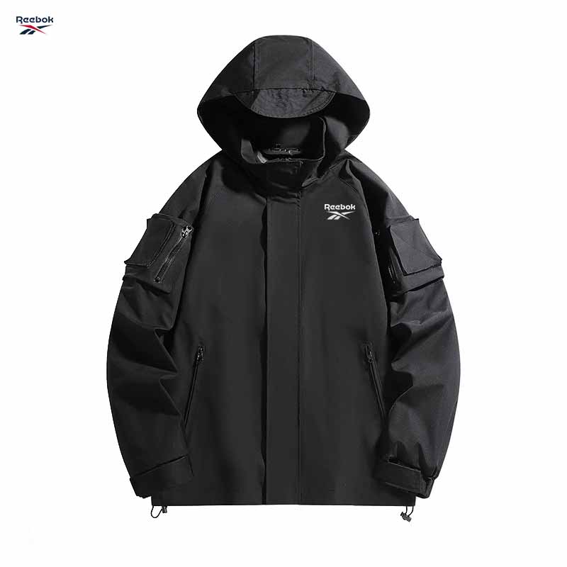 Cycling Rain Jacket Commute - Reebok logo men's outdoor cycling hooded